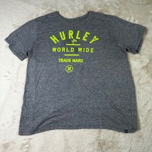 Hurley Graphic T-Shirt World Wide Trademark Crew Neck Tee XX-Large‎ Cotton Gray